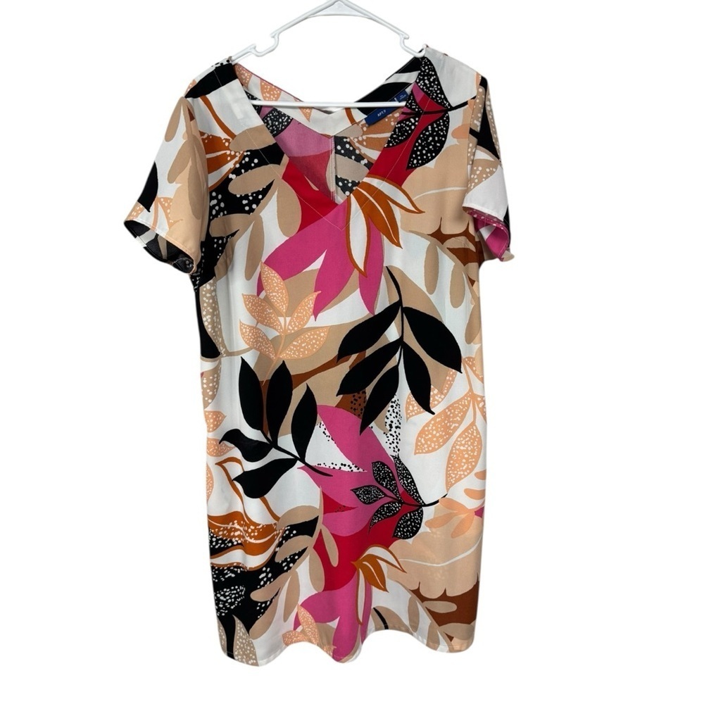 Apt 9 Pink Black Floral Abstract Sheath Mini Dress XL